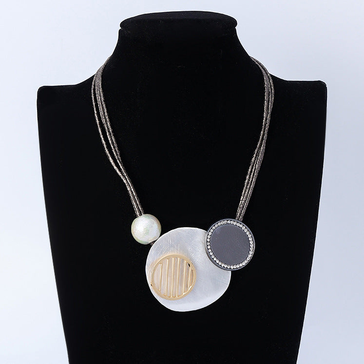 Geometry Pendant Leather Necklace N4825