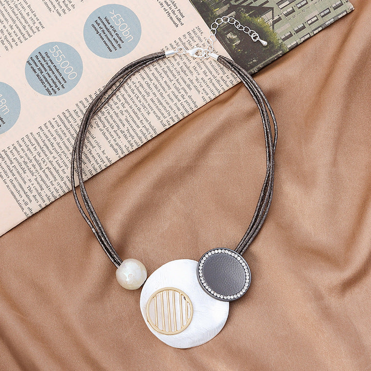 Geometry Pendant Leather Necklace N4825