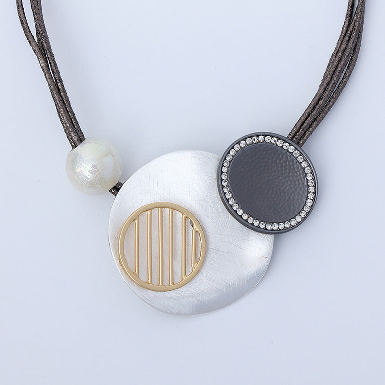 Geometry Pendant Leather Necklace N4825