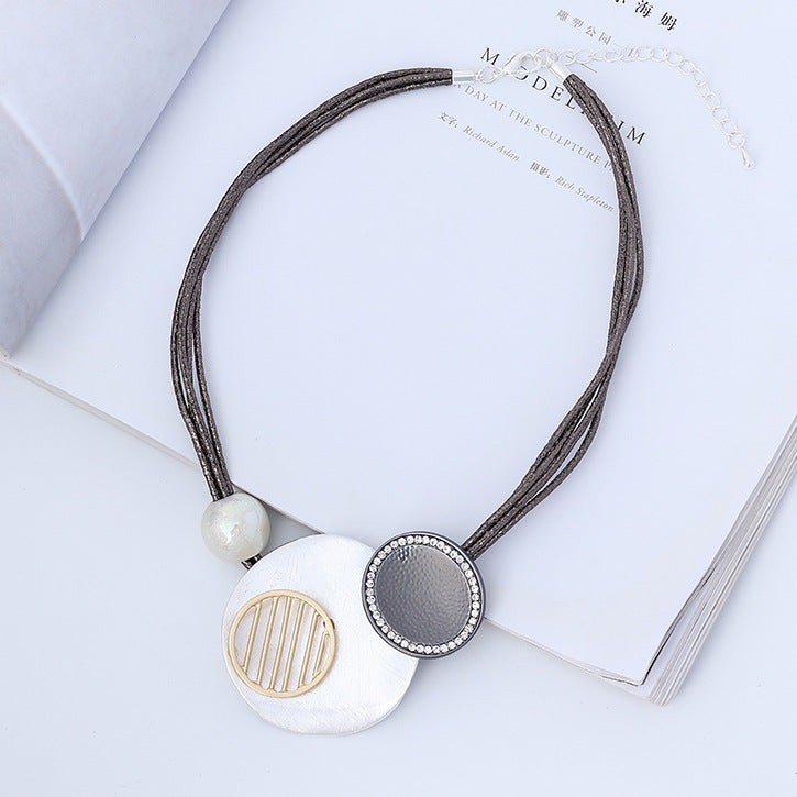 Geometry Pendant Leather Necklace N4825