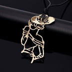 Geometry Portrait Leather Necklace N4828