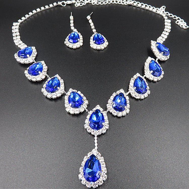 Teardrop Rhinestone Necklace Set N4849
