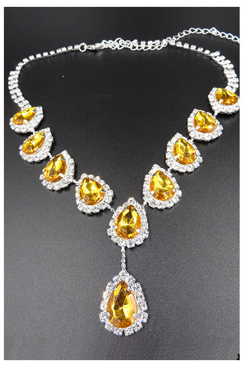 Teardrop Rhinestone Necklace Set N4849