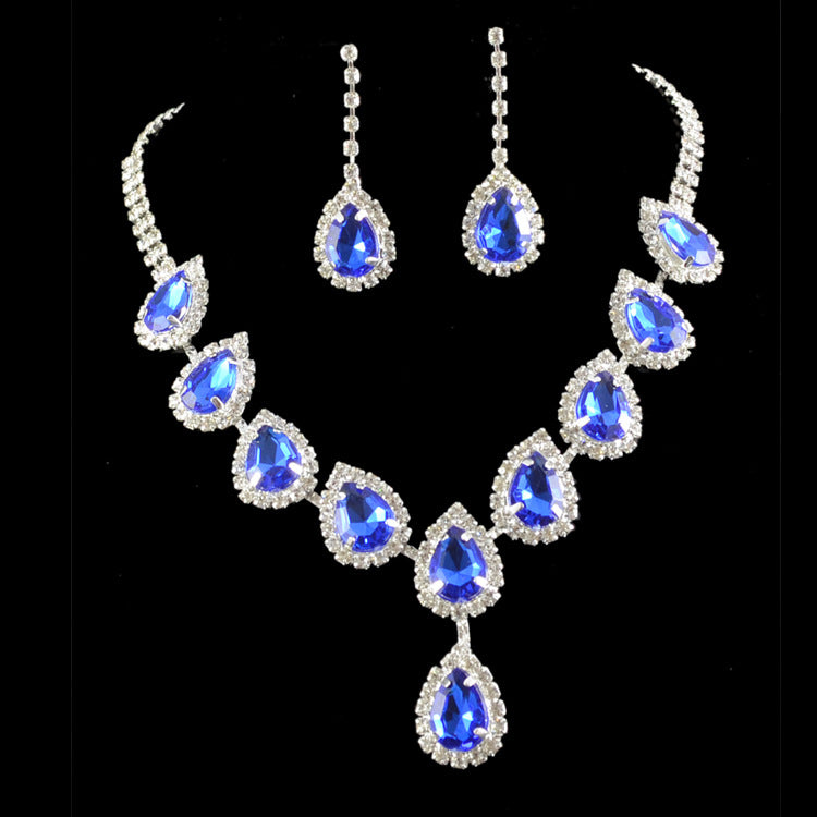 Teardrop Rhinestone Necklace Set N4849