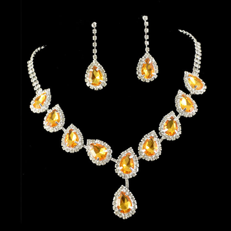 Teardrop Rhinestone Necklace Set N4849