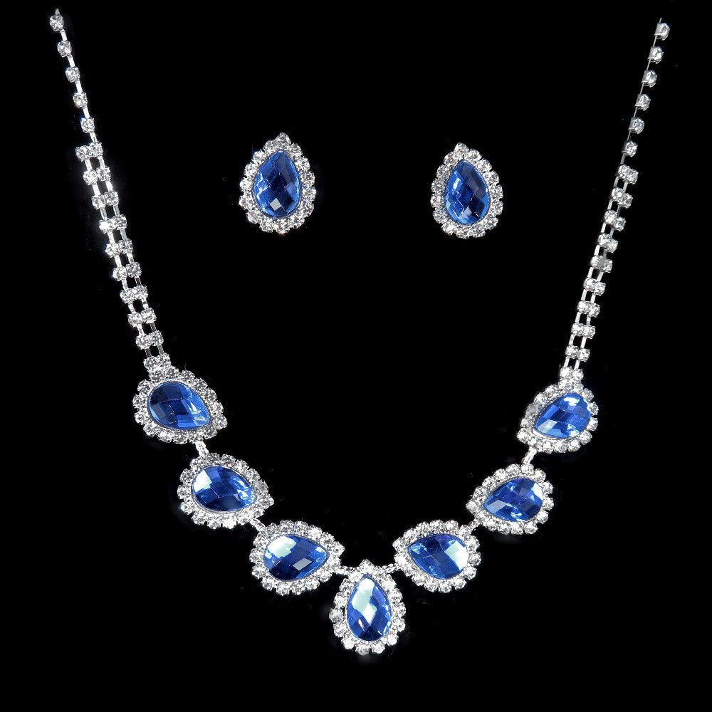 Teardrop Rhinestone Necklace Set N4850