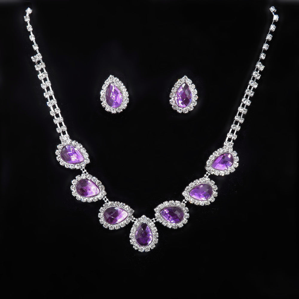 Teardrop Rhinestone Necklace Set N4850 – view 2