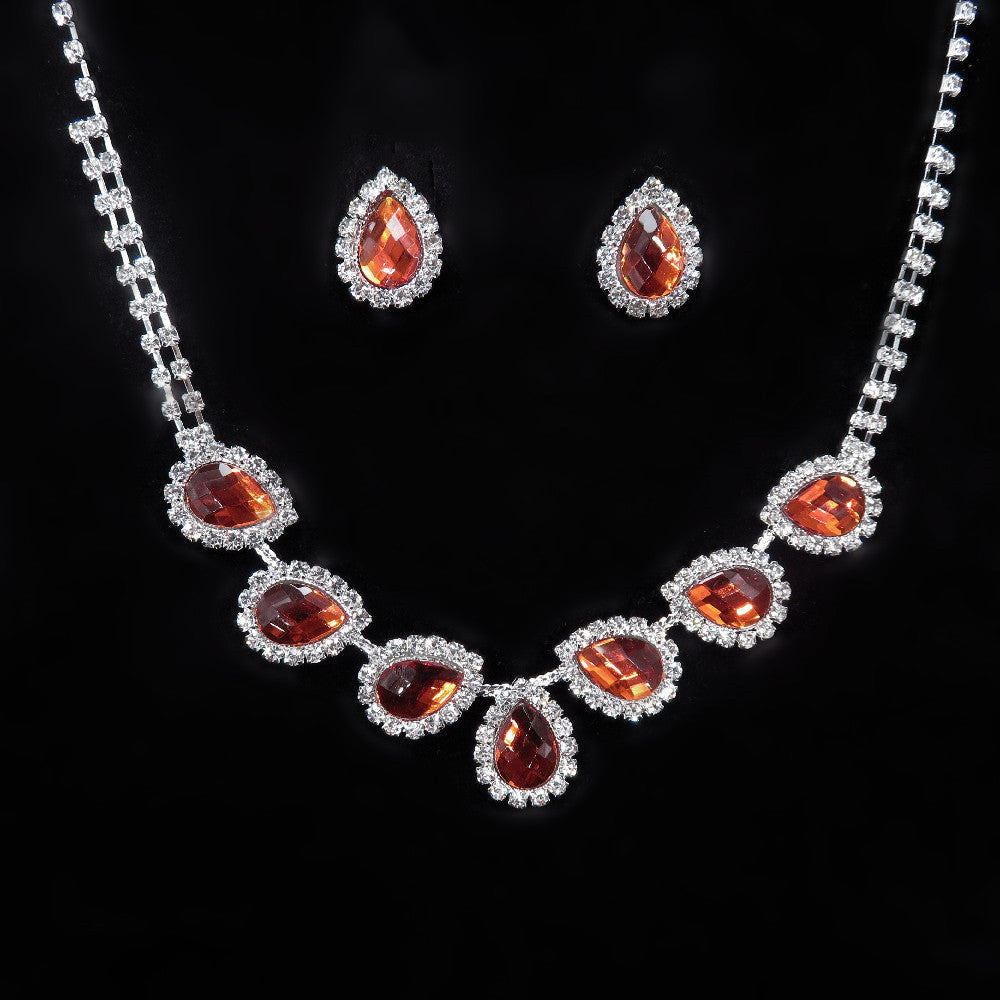 Teardrop Rhinestone Necklace Set N4850 – view 7