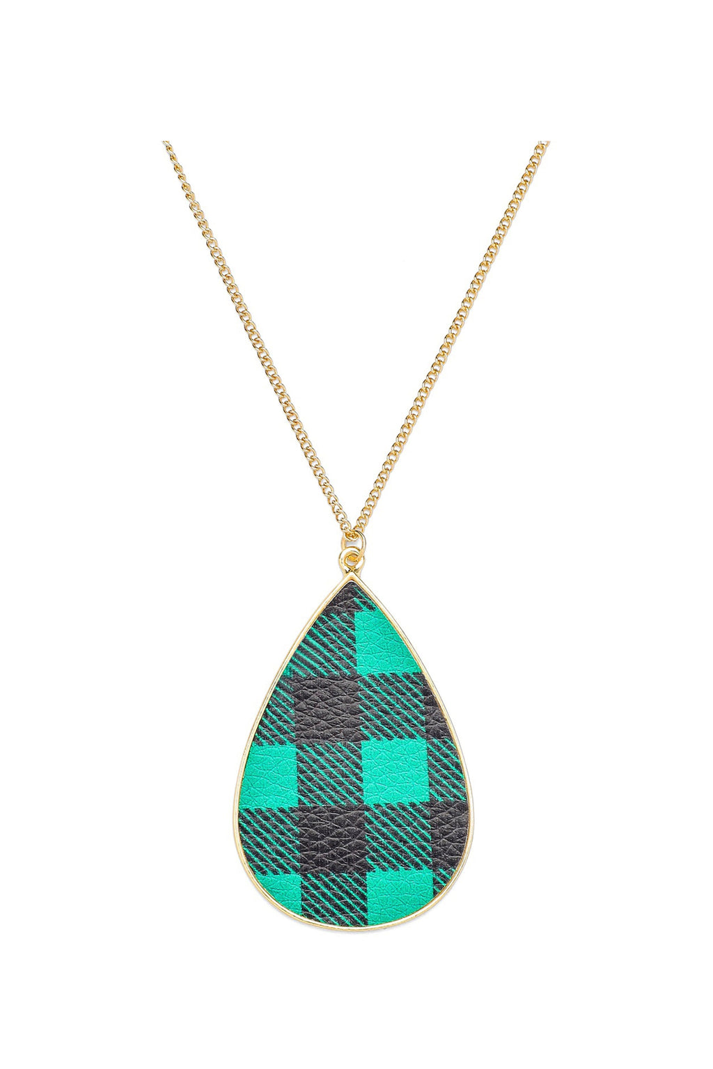 Green Paid Teardrop Pendant Necklace N4851