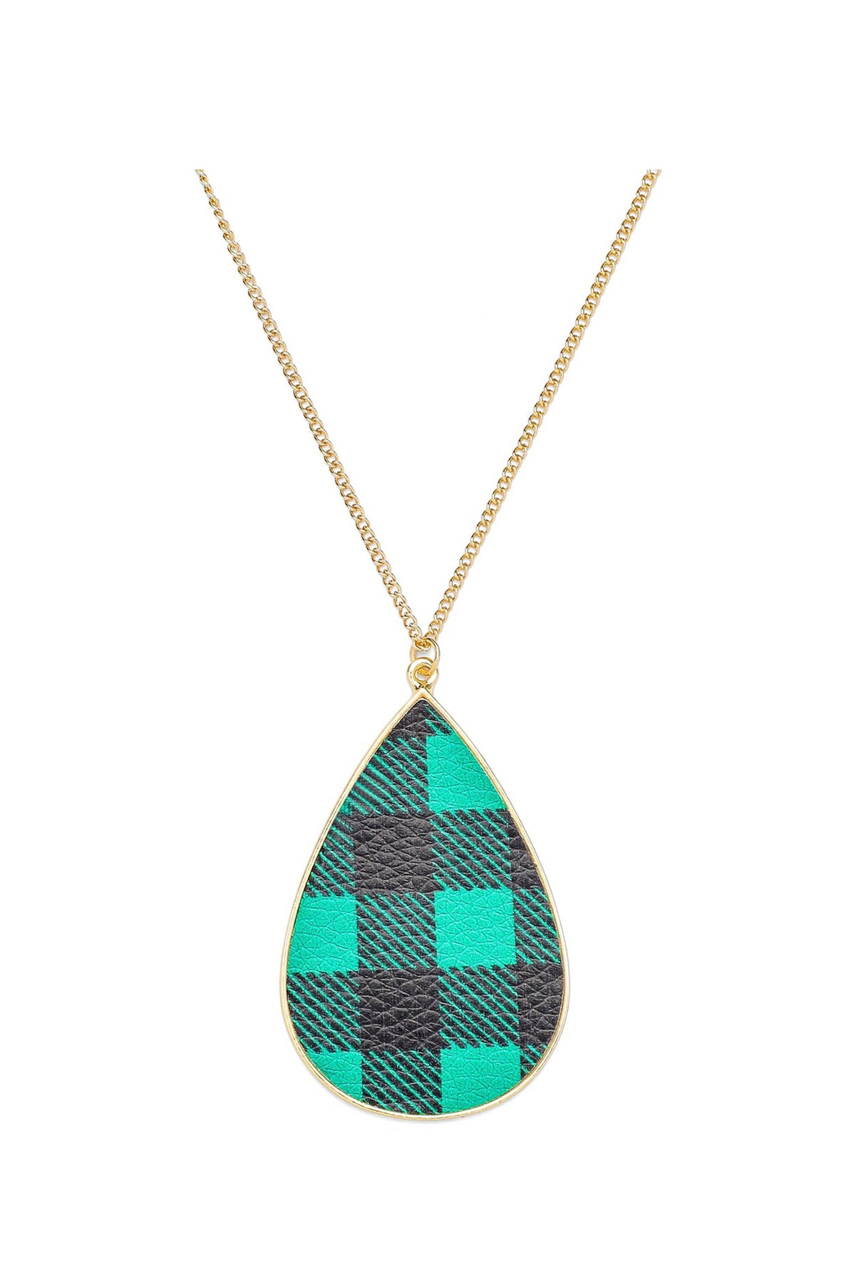 Green Paid Teardrop Pendant Necklace N4851