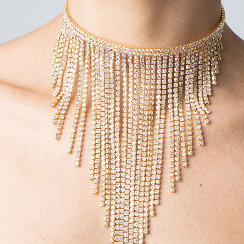 Tassel Rhinestone Necklace N4927