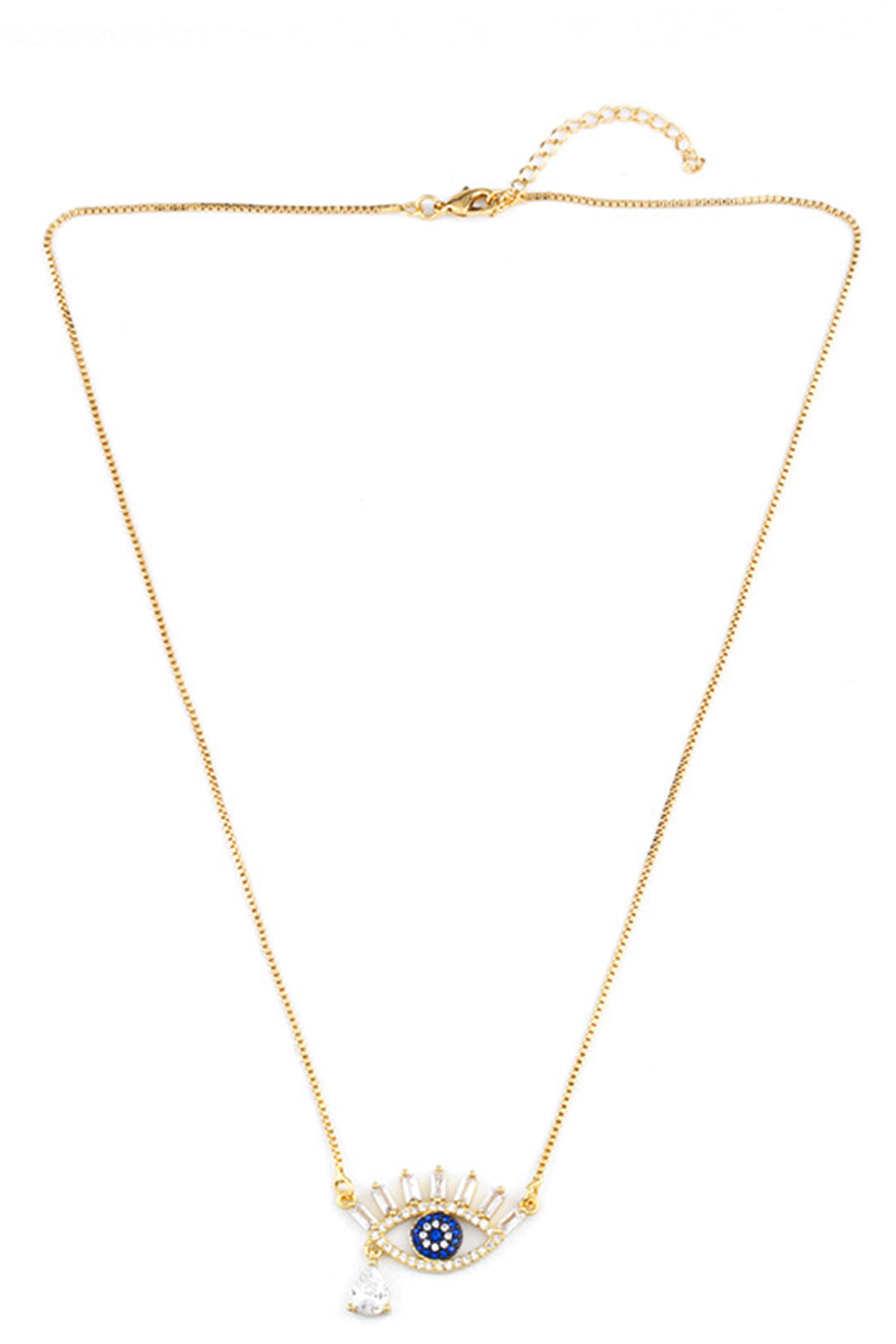 Evil Eye Teardrop Cubic Zirconia Chain Necklace N4943