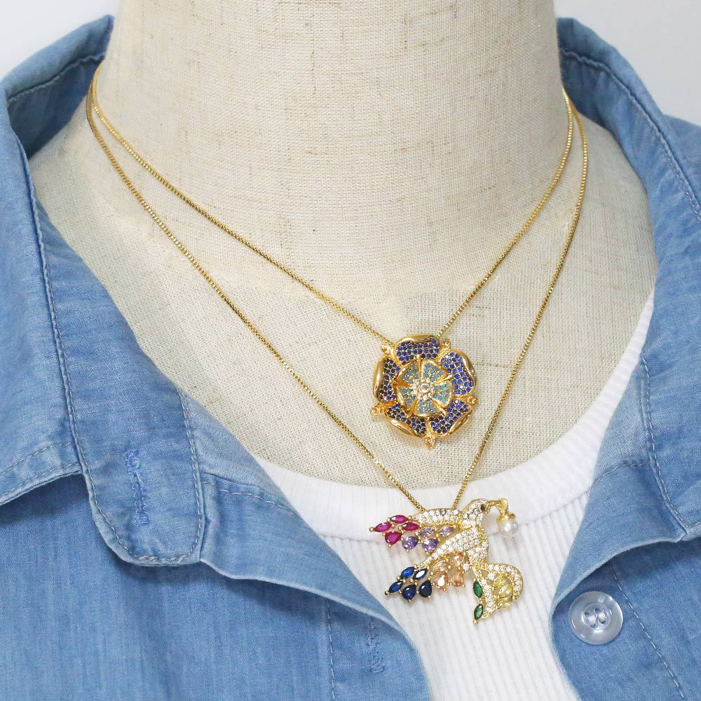 Floral Cubic Zirconia Chain Necklace N4963