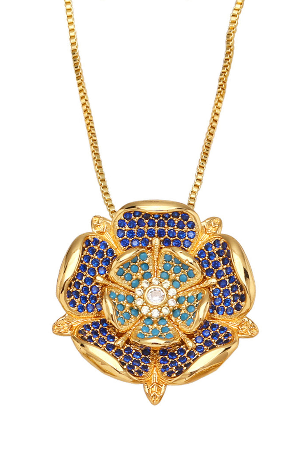 Floral Cubic Zirconia Chain Necklace N4963