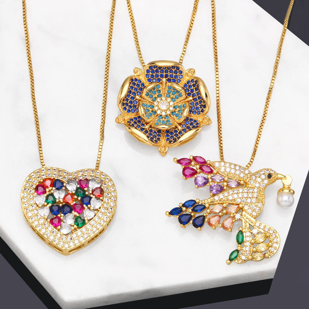 Heart Cubic Zirconia Chain Necklace N4964
