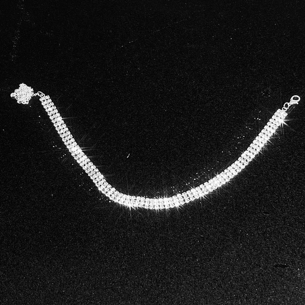 4 Row Rhinestone Choker Necklace N5006