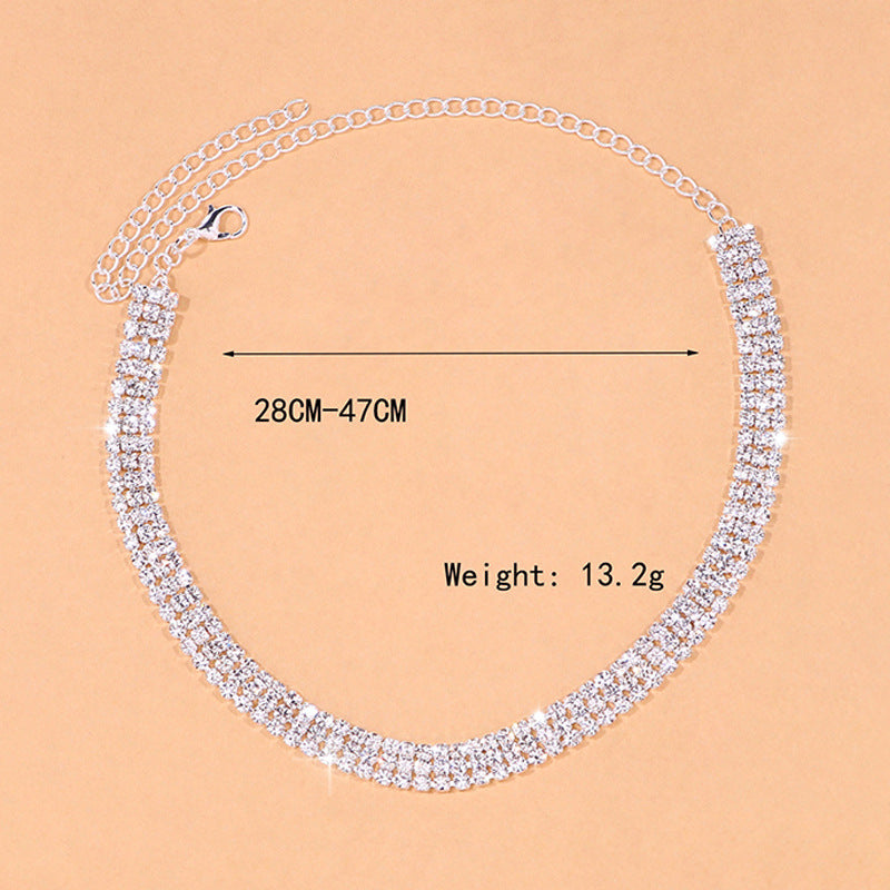 3 Row Rhinestone Choker Necklace N5044