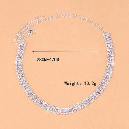 3 Row Rhinestone Choker Necklace N5044