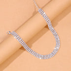3 Row Rhinestone Choker Necklace N5044