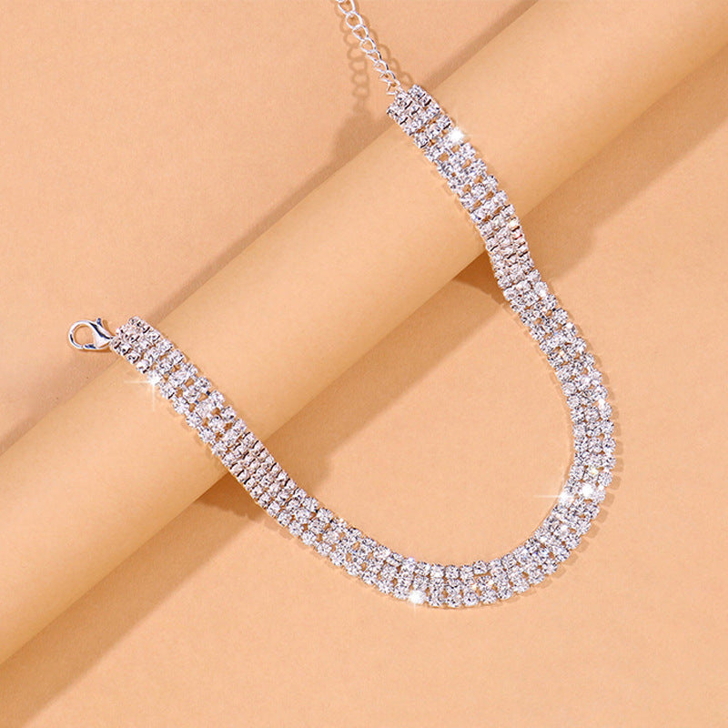 3 Row Rhinestone Choker Necklace N5044