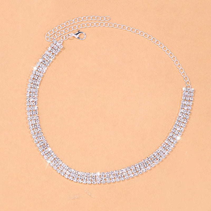 3 Row Rhinestone Choker Necklace N5044