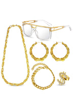Dollar Necklace Earrings Glasses Rings Bracelet Set N5045