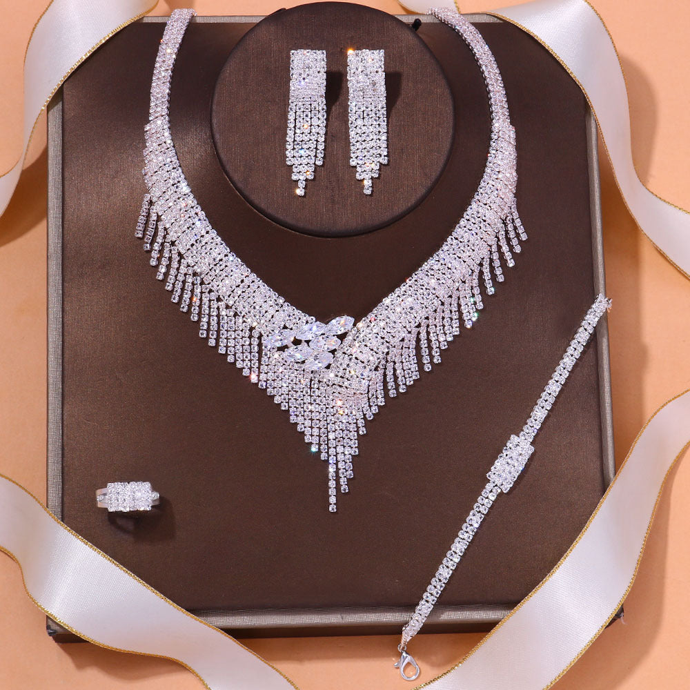 Tassel Cubic Zirconia Necklace Set N5063