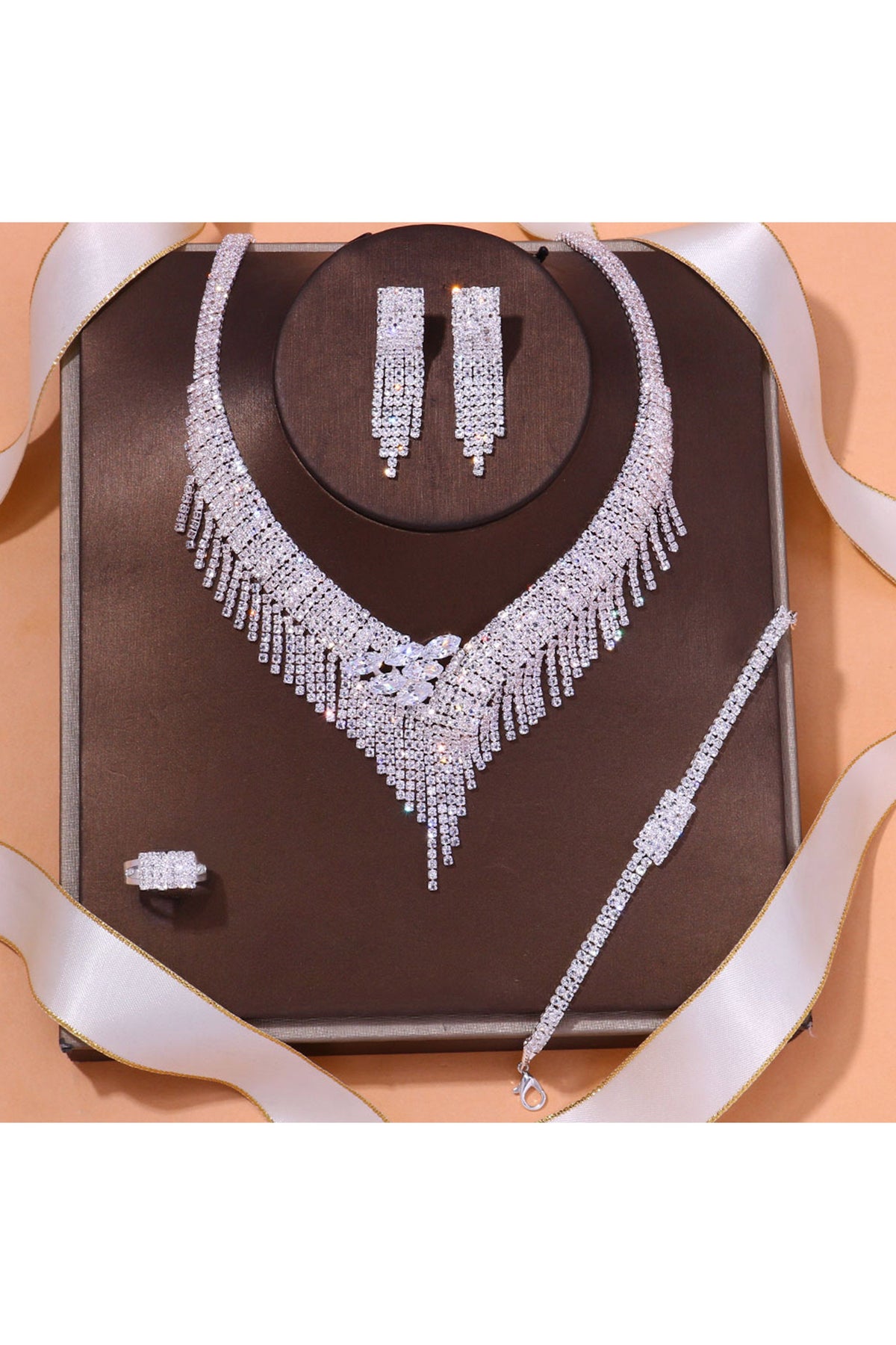 Tassel Cubic Zirconia Necklace Set N5063