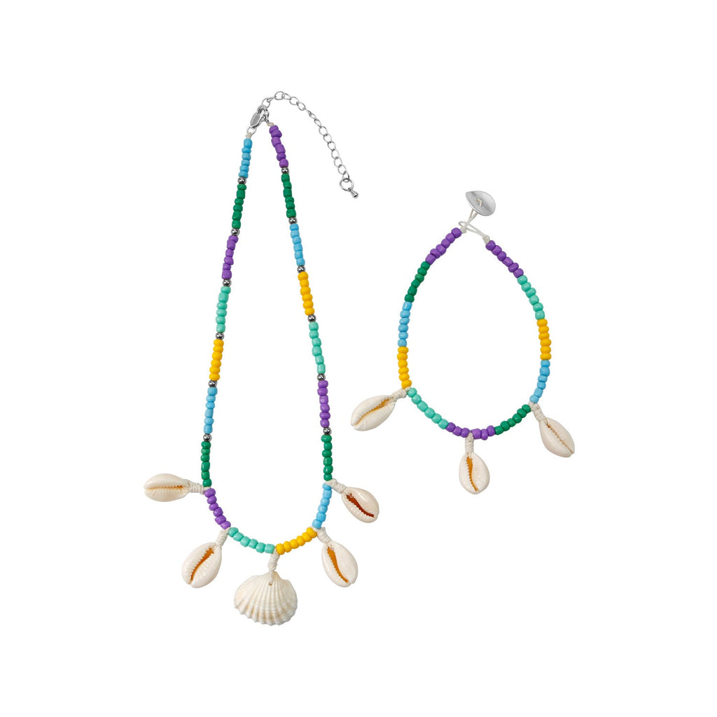 Shell Seed Bead Neklace Anklet Set N5069