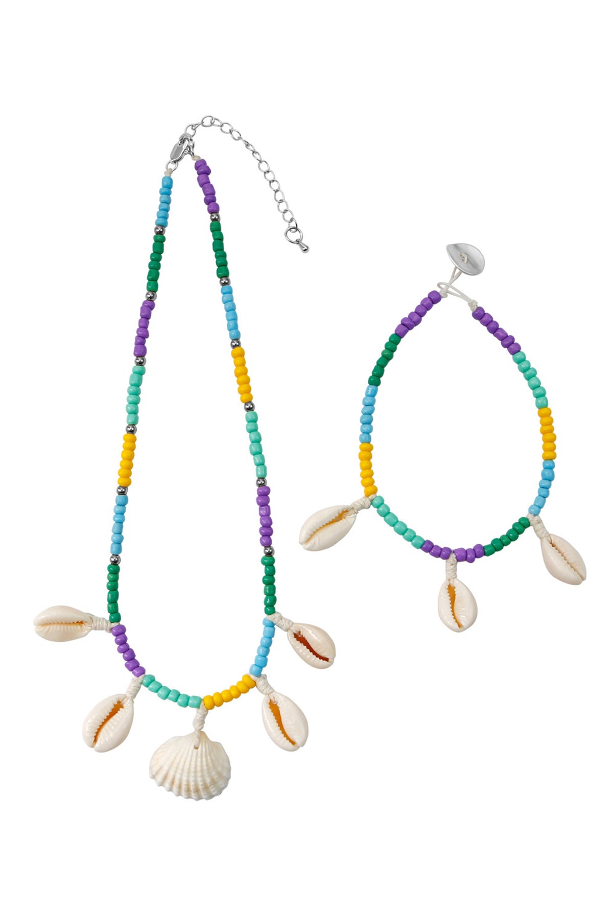 Shell Seed Bead Neklace Anklet Set N5069