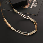 Geometric Wood Alloy Leather Necklace N5070