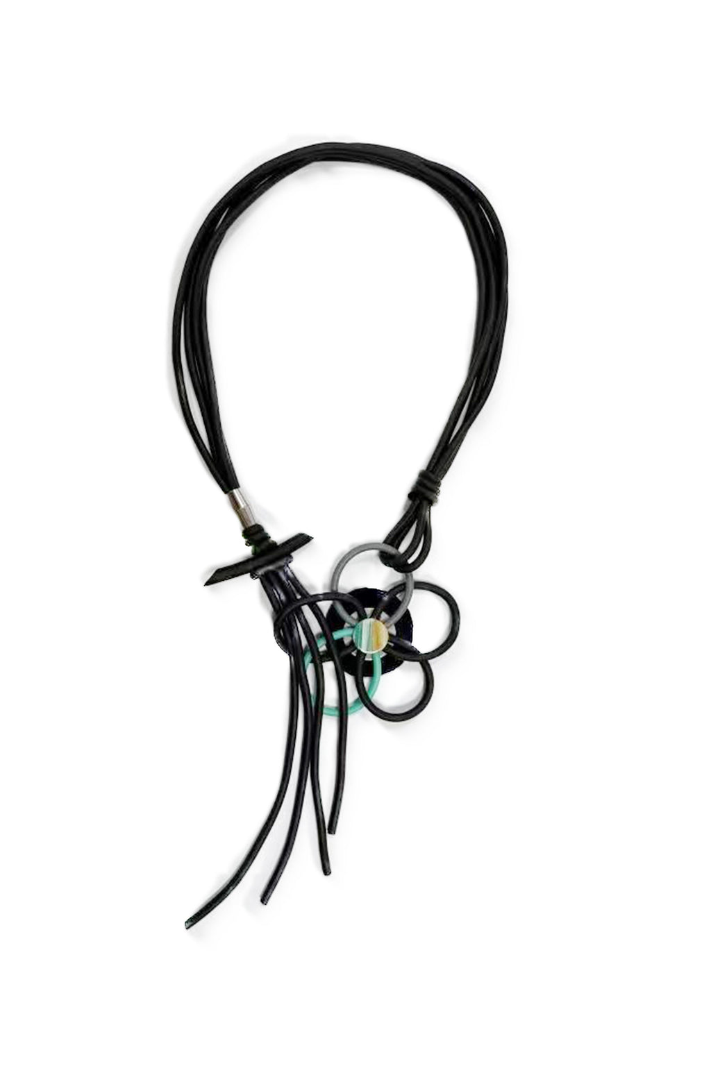 Geometry Floral Tassel Pu Leather Necklace N5086