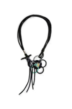 Geometry Floral Tassel Pu Leather Necklace N5086