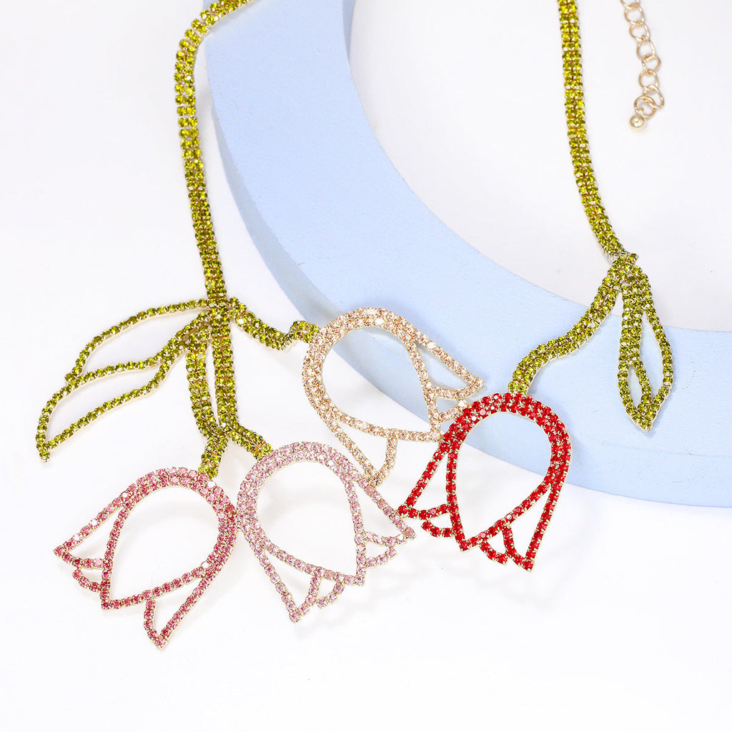 Tulip Rhinestone Alloy Necklace N5112