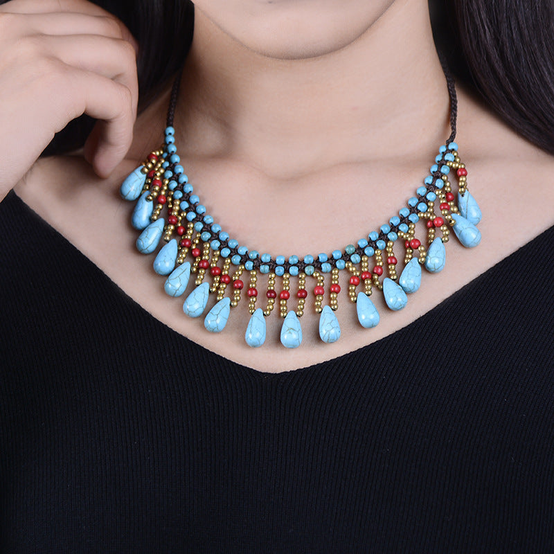 Teardrop Turquoise Bead  Necklace N5127