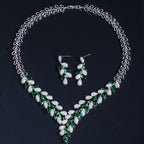 Geometry Leaf Cubic Zirconia Necklace Set N5143