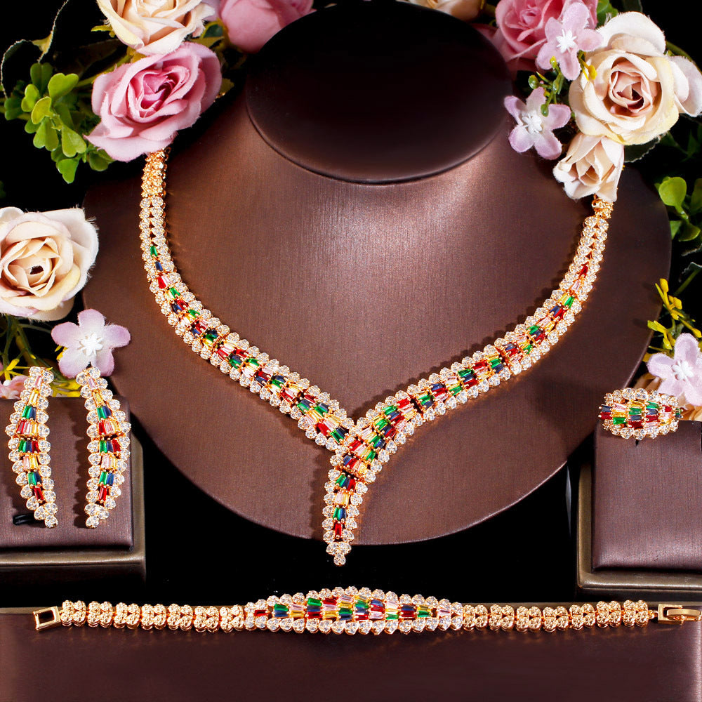 Cubic Zirconia Necklace Earrings Bracelet Set N5145