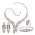 Leaf Cubic Zirconia Necklace Earrings BraceletSet N5146