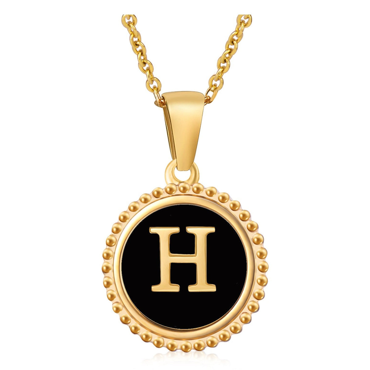 Circle Alphabet Stainless Steel Necklace N5152