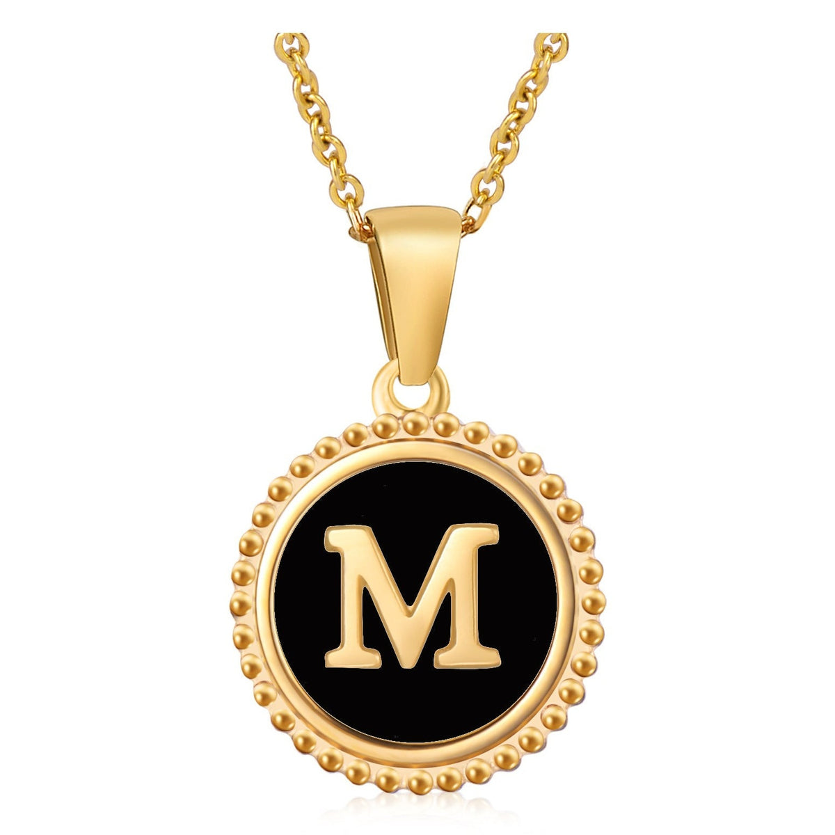 Circle Alphabet Stainless Steel Necklace N5152