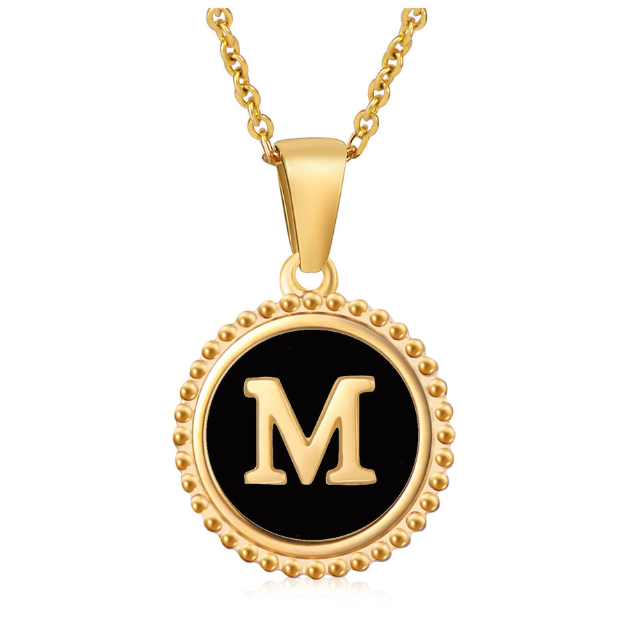 Circle Alphabet Stainless Steel Necklace N5152