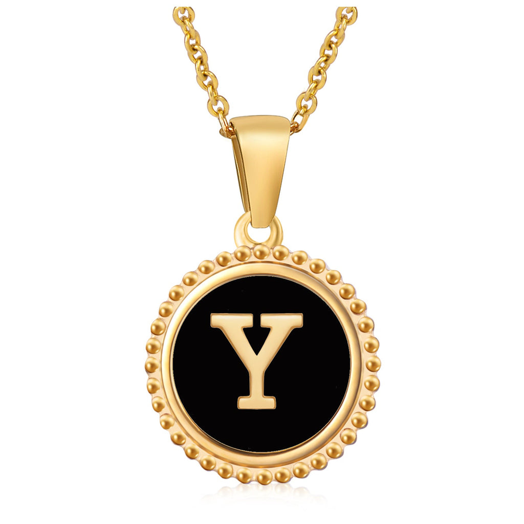 Circle Alphabet Stainless Steel Necklace N5152