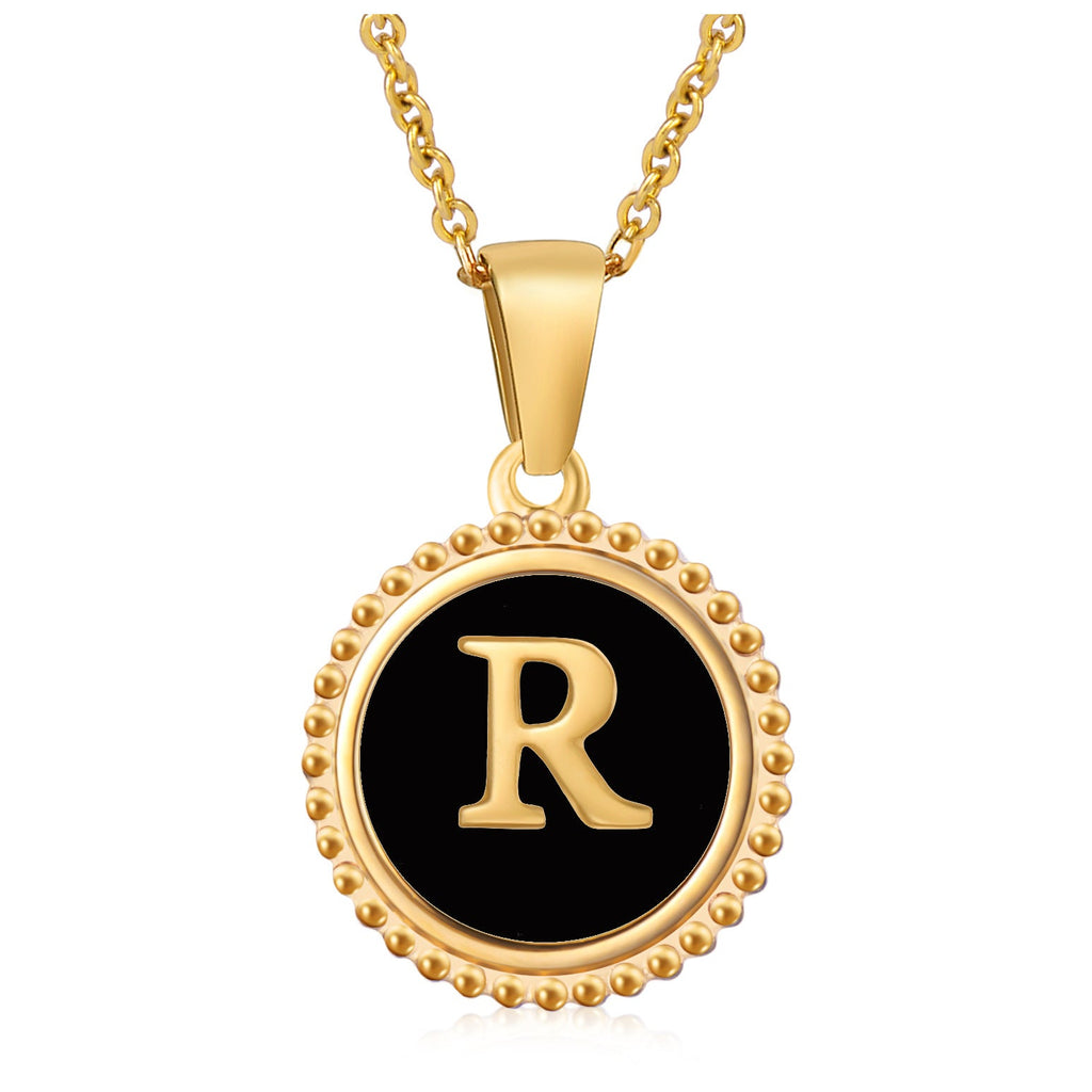 Circle Alphabet Stainless Steel Necklace N5152