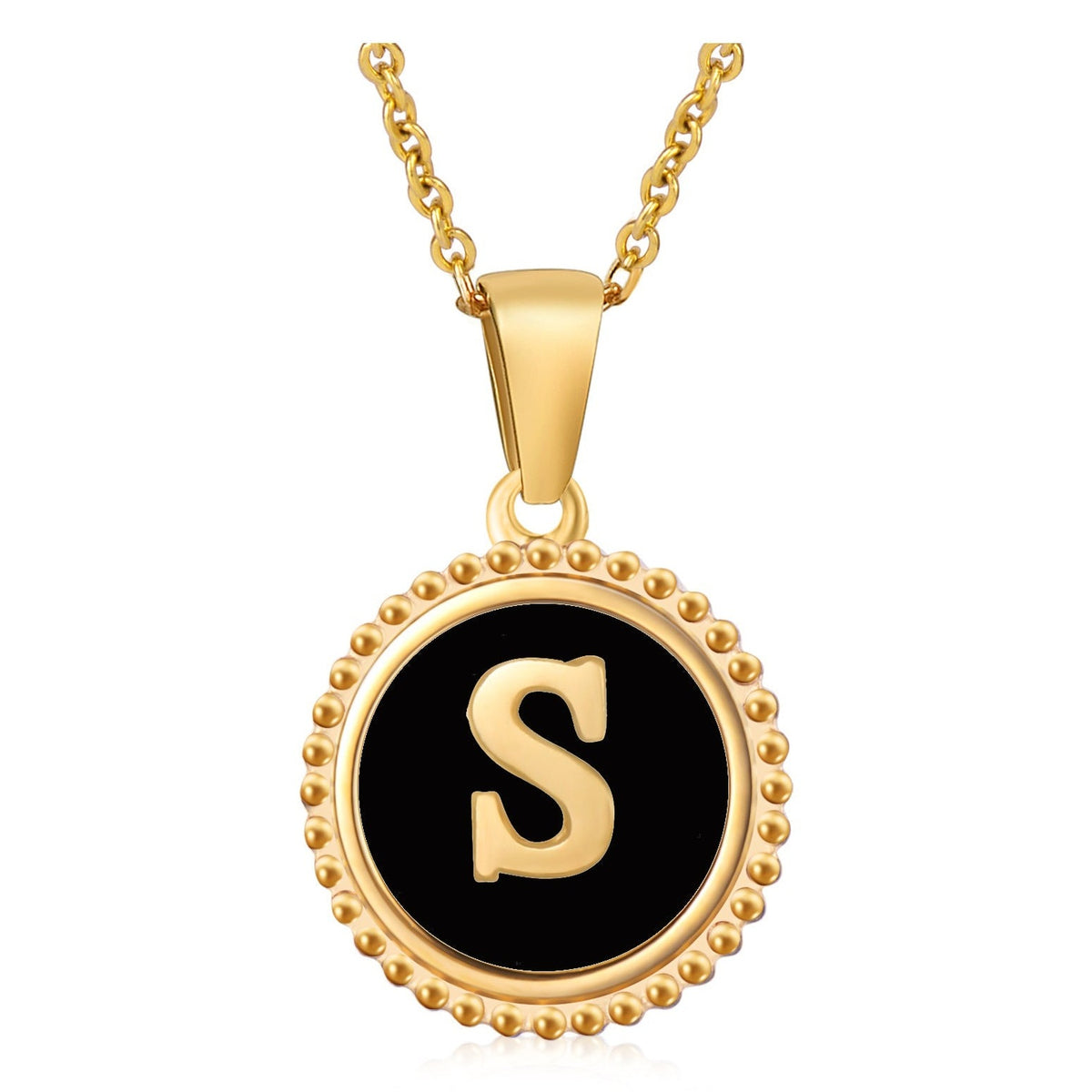 Circle Alphabet Stainless Steel Necklace N5152