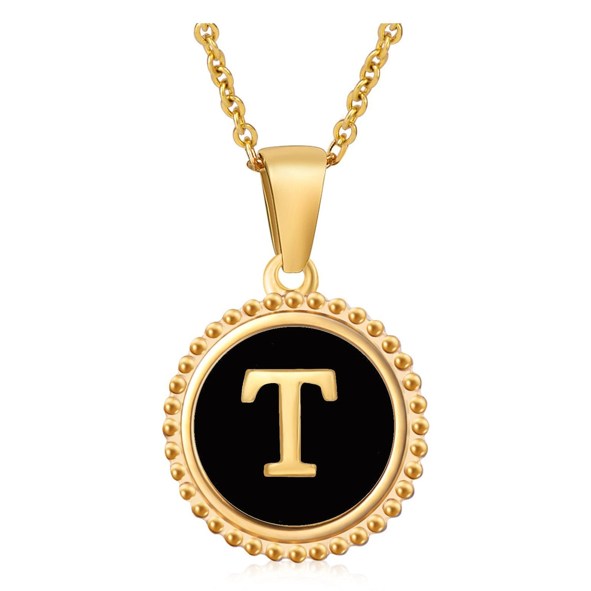 Circle Alphabet Stainless Steel Necklace N5152