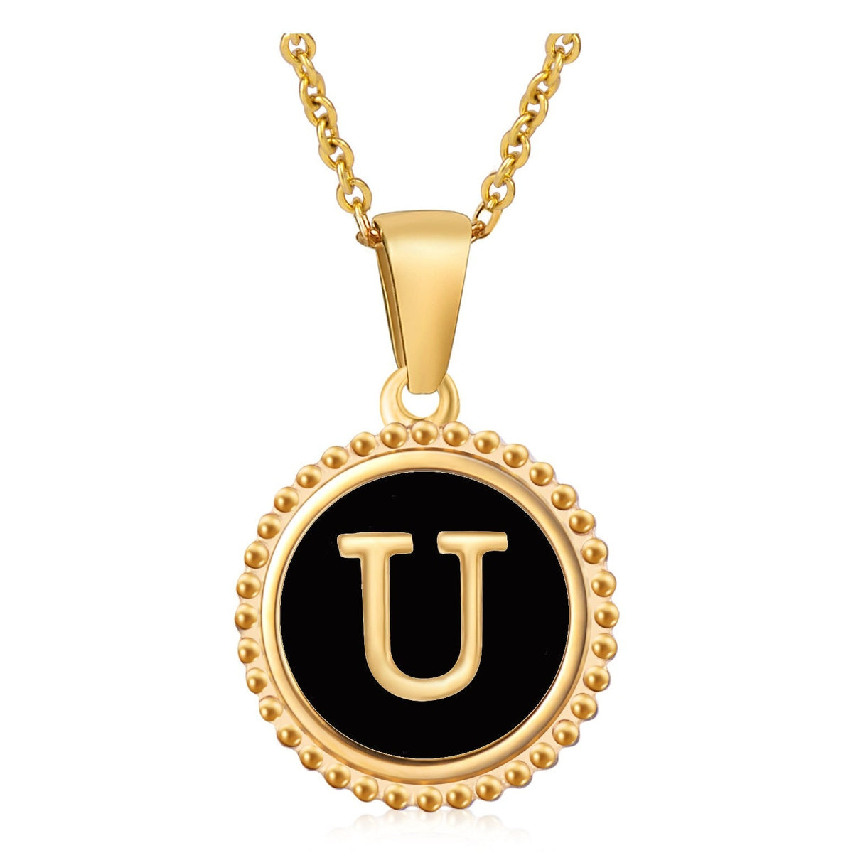 Circle Alphabet Stainless Steel Necklace N5152