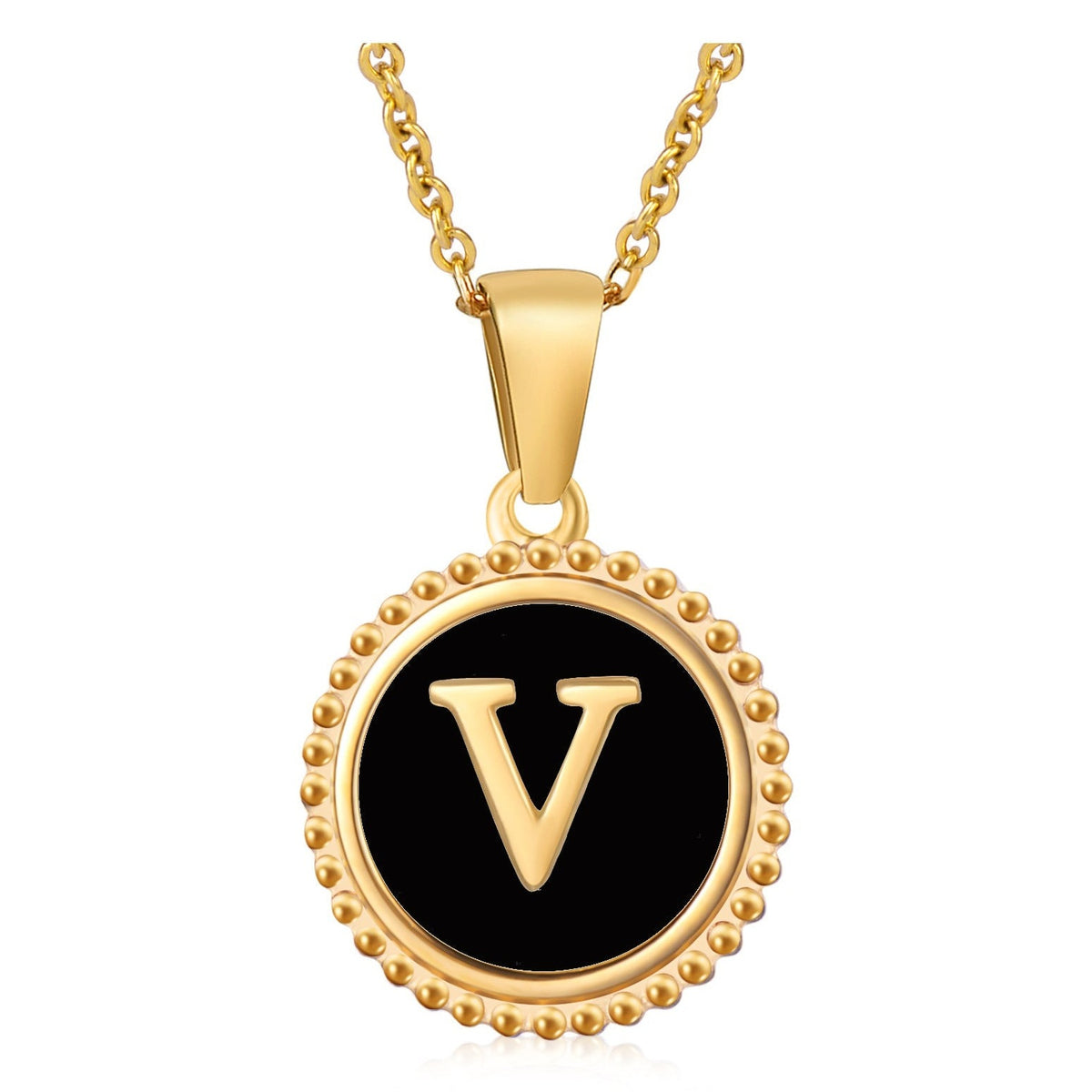 Circle Alphabet Stainless Steel Necklace N5152