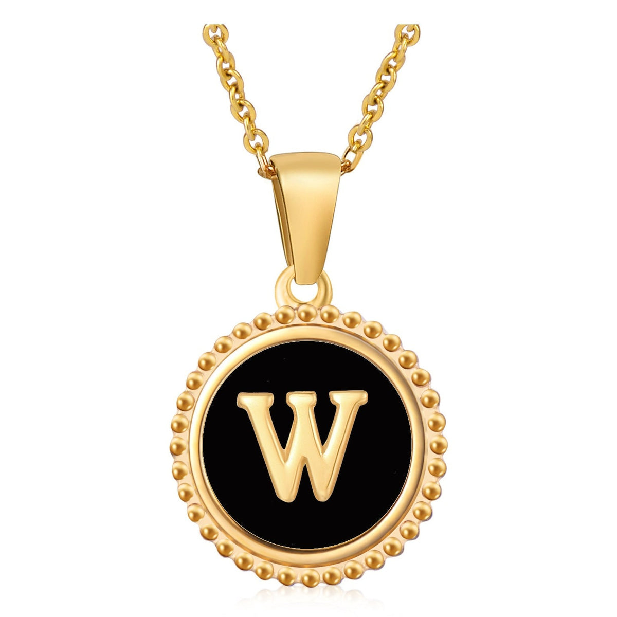 Circle Alphabet Stainless Steel Necklace N5152
