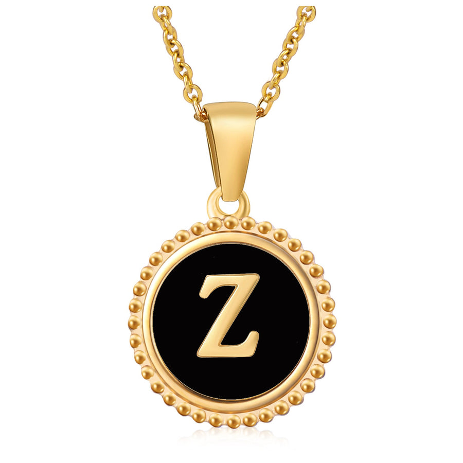 Circle Alphabet Stainless Steel Necklace N5152