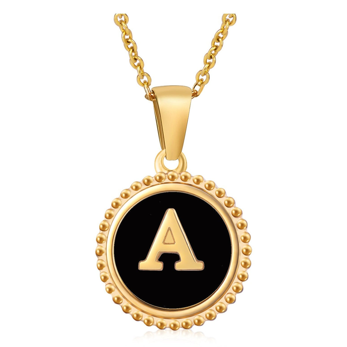 Circle Alphabet Stainless Steel Necklace N5152